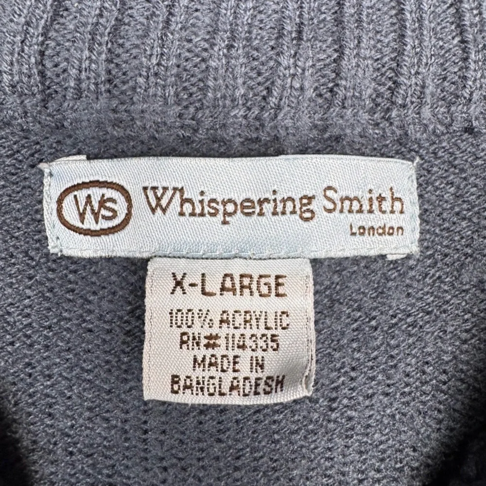 Whispering Smith Full Zip XL Acrylic Blue Orange Stripe Mock Neck Knit Sweater